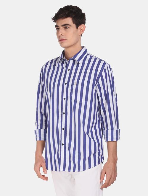 blue striped casual shirt - 17668591 - Standard Image - 1