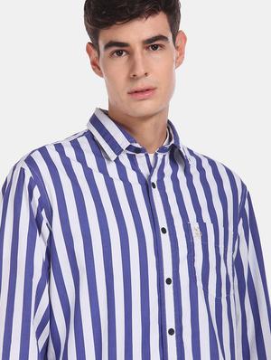 blue striped casual shirt - 17668591 - Standard Image - 5