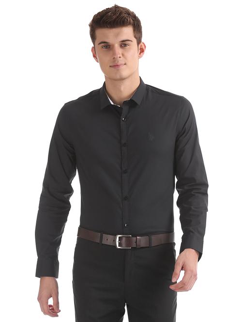 black solid formal shirt - 17668597 - Standard Image - 1