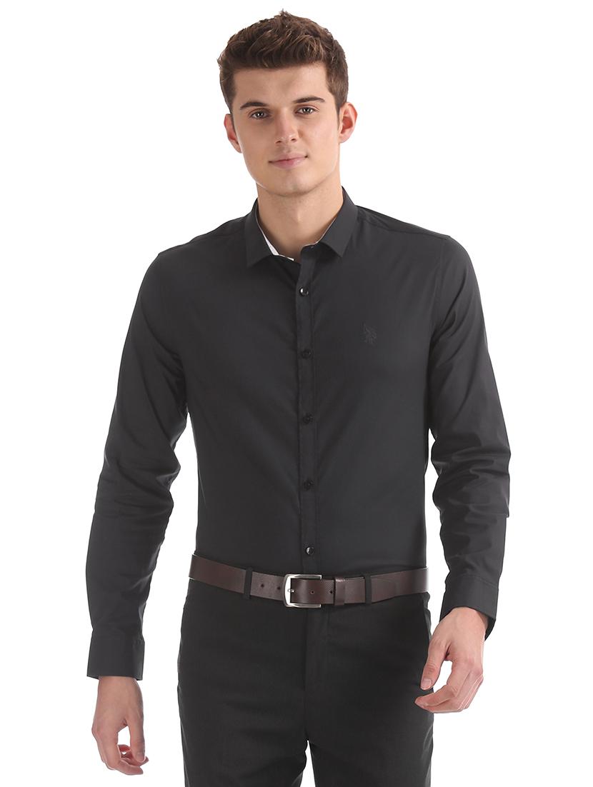 black solid formal shirt - 17668597 - Zoom Image - 1
