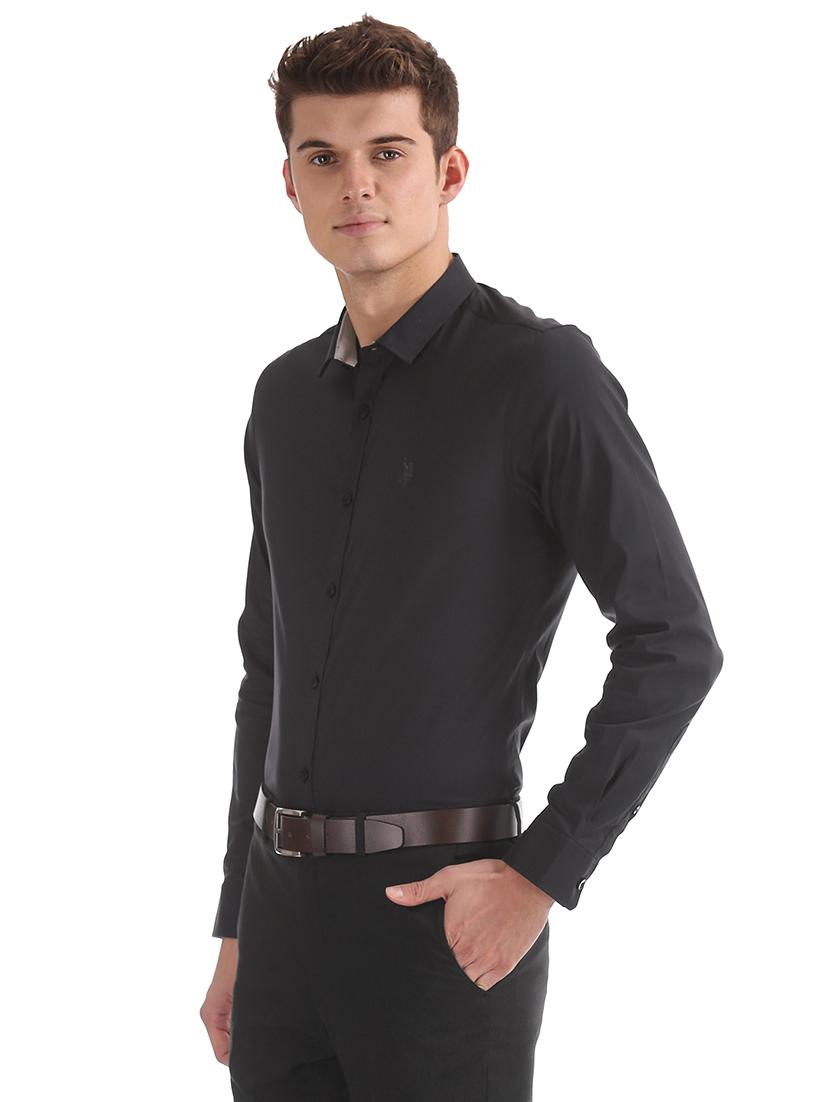 black solid formal shirt - 17668597 - Zoom Image - 2