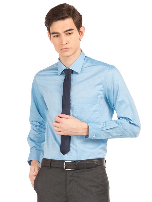 blue solid formal shirt - 17668627 - Standard Image - 1