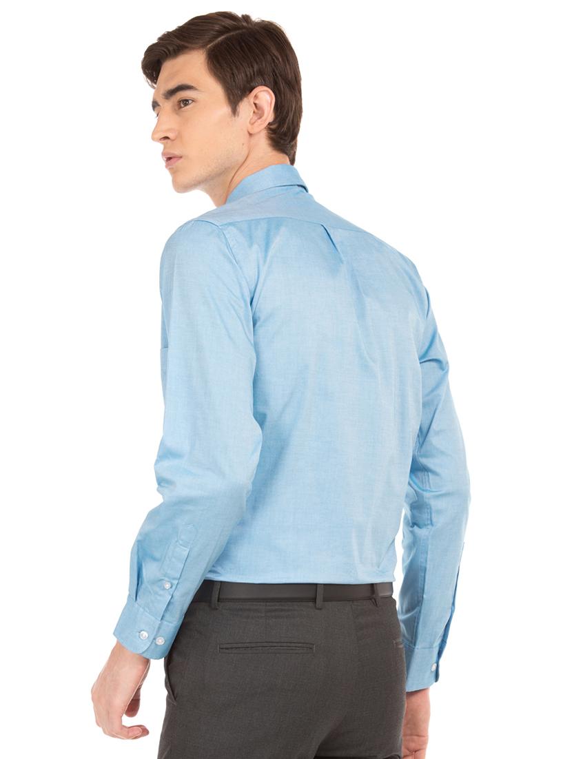 blue solid formal shirt - 17668627 - Zoom Image - 3