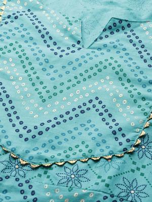 blue cotton kurta palazzo set - 17668642 - Standard Image - 5