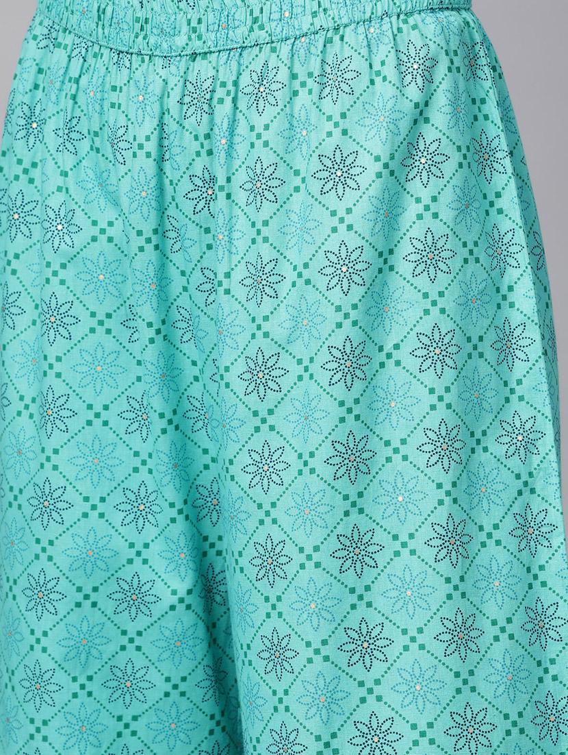 blue cotton kurta palazzo set - 17668642 - Zoom Image - 4
