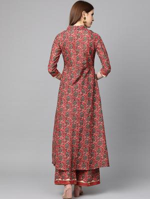 pink cotton kurta palazzo set - 17668644 - Standard Image - 3
