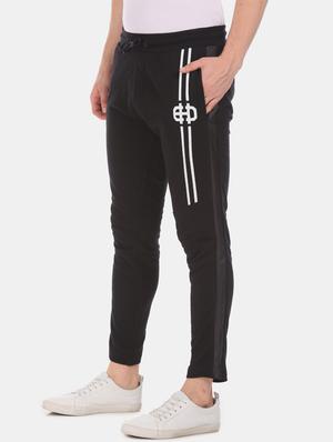 black printed full length track pant - 17668650 - Standard Image - 2
