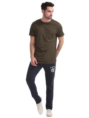 blue printed full length track pant - 17668661 - Standard Image - 4