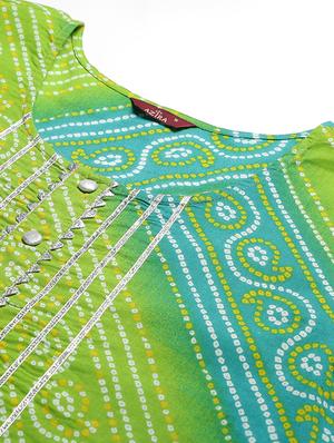 green cotton kurta skirt set - 17668694 - Standard Image - 4