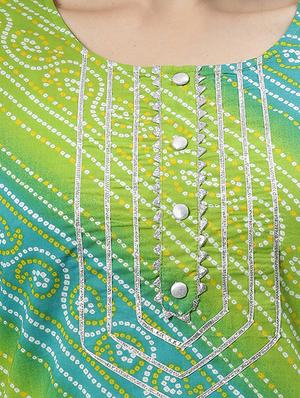green cotton kurta skirt set - 17668694 - Standard Image - 5