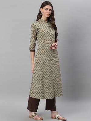 olive kurta palazzo set - 17668697 - Standard Image - 2