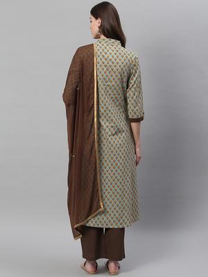 olive kurta palazzo set - 17668697 - Standard Image - 3