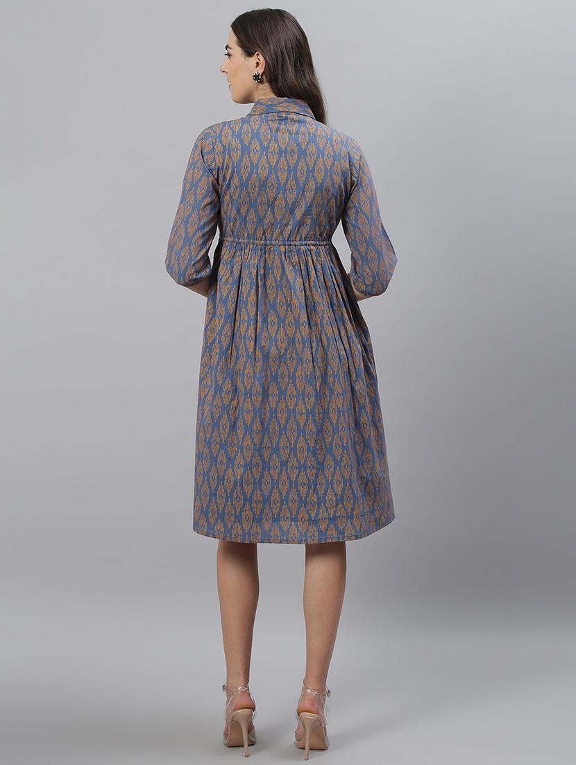 drawstring waist printed flared dress - 17668710 - Zoom Image - 3