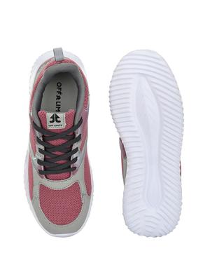 purple mesh laceup sports shoes - 17668761 - Standard Image - 4
