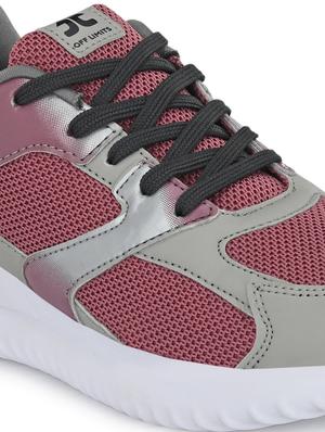 purple mesh laceup sports shoes - 17668761 - Standard Image - 5