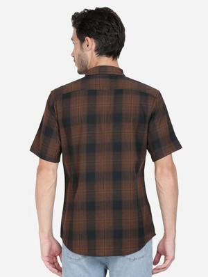 brown checkered casual shirt - 17668909 - Standard Image - 3