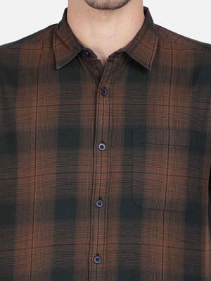 brown checkered casual shirt - 17668909 - Standard Image - 5