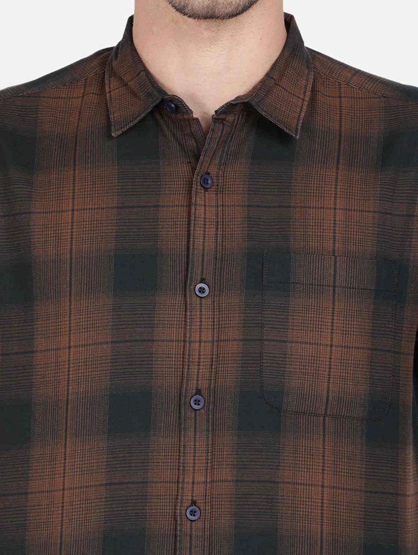 brown checkered casual shirt - 17668909 - Zoom Image - 5