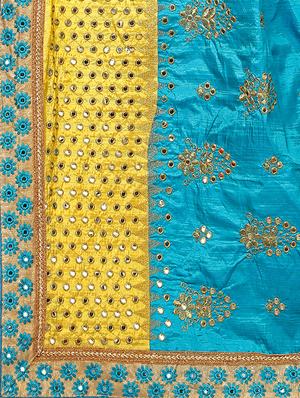 turquoise embroidered saree with blouse - 17668910 - Standard Image - 4