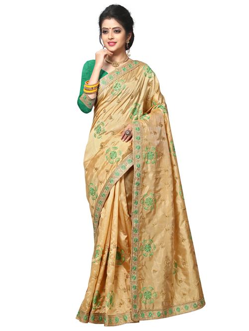 cream embroidered saree with blouse - 17668914 - Standard Image - 1