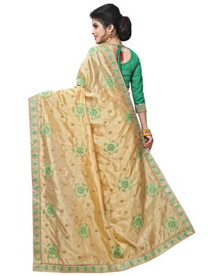 cream embroidered saree with blouse - 17668914 - Standard Image - 2