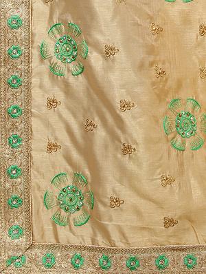 cream embroidered saree with blouse - 17668914 - Standard Image - 4