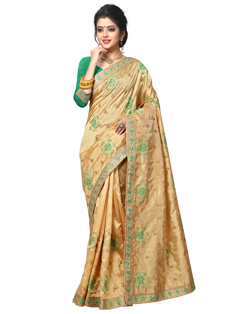 cream embroidered saree with blouse - 17668914 - Zoom Image - 1