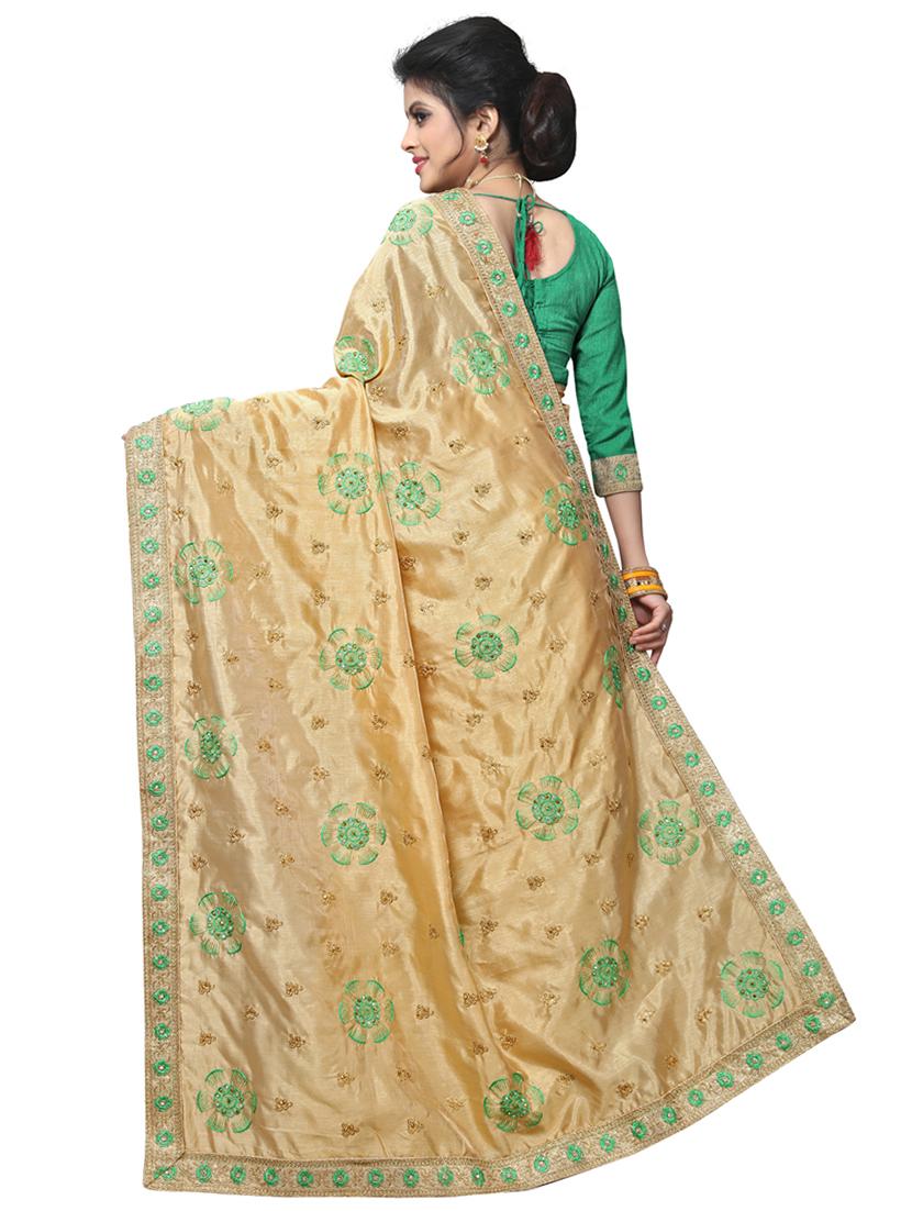 cream embroidered saree with blouse - 17668914 - Zoom Image - 2