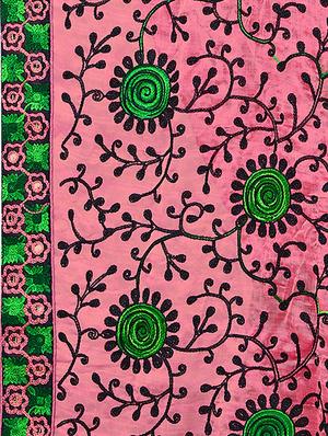 pink chiffon embroidered saree with blouse - 17668960 - Standard Image - 4