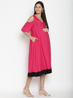 contrast hem maternity wear dress - 17669040 - Standard Image - 2