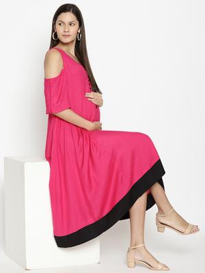 contrast hem maternity wear dress - 17669040 - Standard Image - 4