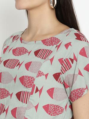 round neck printed maternity wear dress - 17669042 - Standard Image - 5