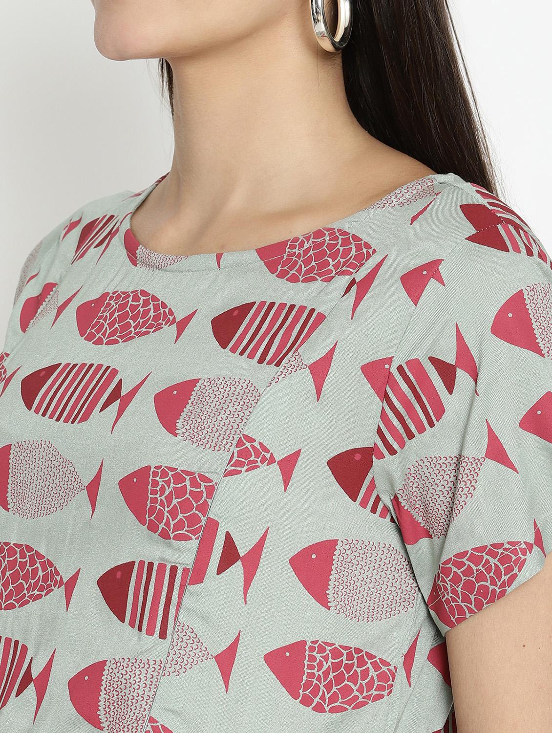 round neck printed maternity wear dress - 17669042 - Zoom Image - 5
