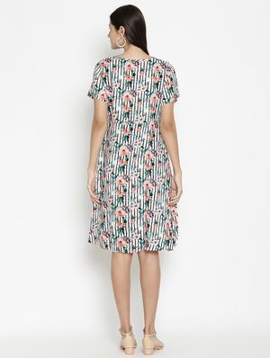 round neck printed maternity wear dress - 17669044 - Standard Image - 3