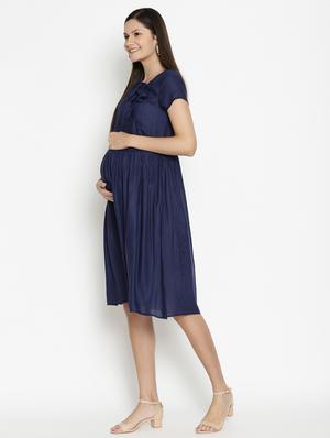 tie up neck maternity wear dress - 17669048 - Standard Image - 2