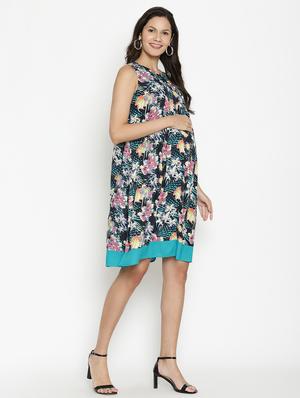 round neck printed maternity wear dress - 17669052 - Standard Image - 2
