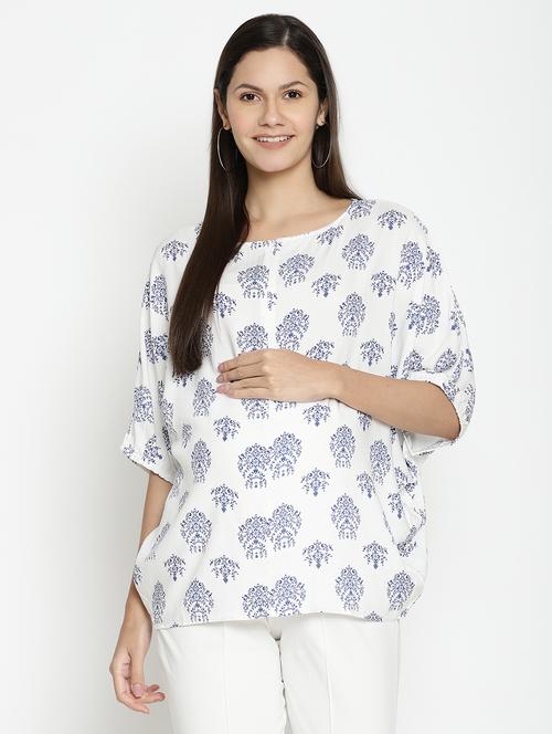 white printed maternity wear top - 17669059 - Standard Image - 1