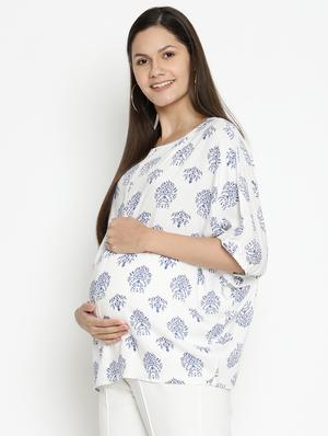 white printed maternity wear top - 17669059 - Standard Image - 2