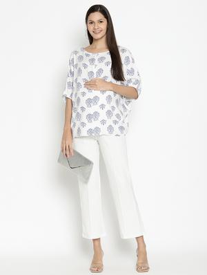 white printed maternity wear top - 17669059 - Standard Image - 4