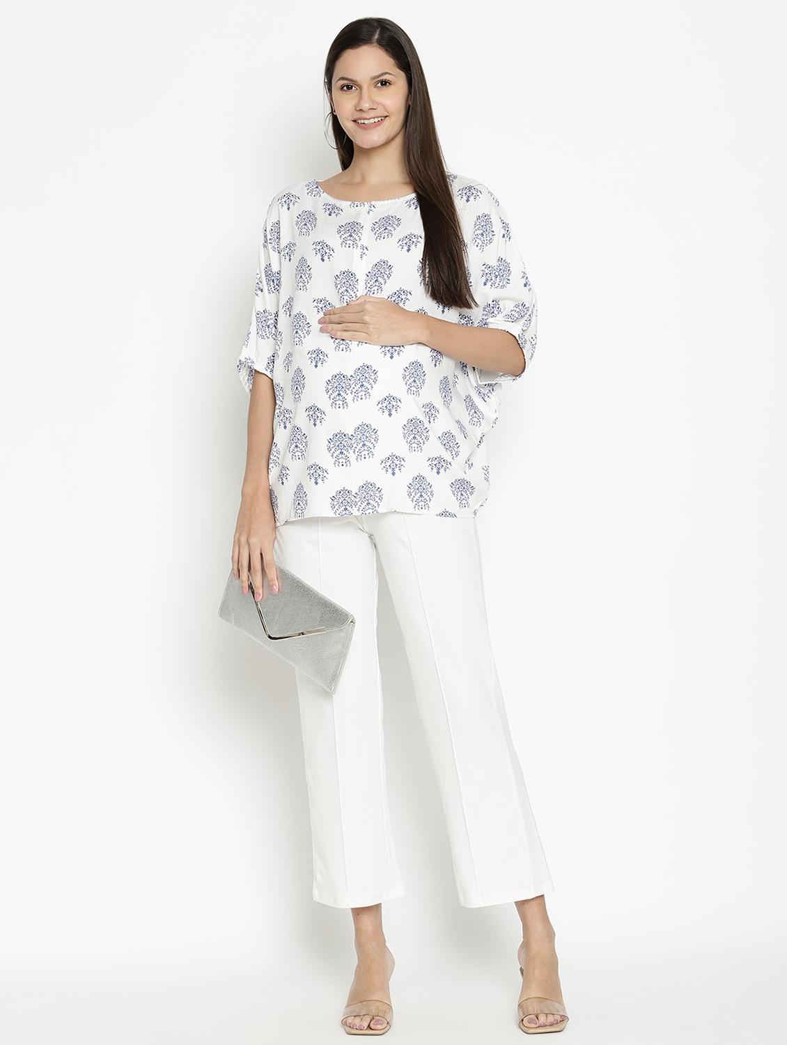 white printed maternity wear top - 17669059 - Zoom Image - 4