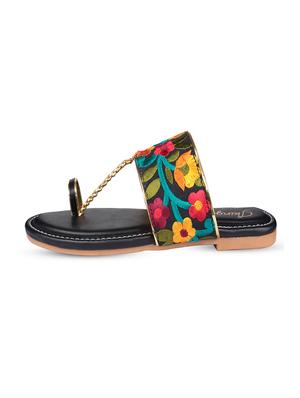 black leatherette ethnic kolhapuris - 17669089 - Standard Image - 2