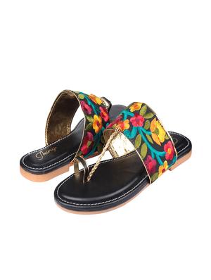 black leatherette ethnic kolhapuris - 17669089 - Standard Image - 3