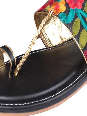 black leatherette ethnic kolhapuris - 17669089 - Standard Image - 8