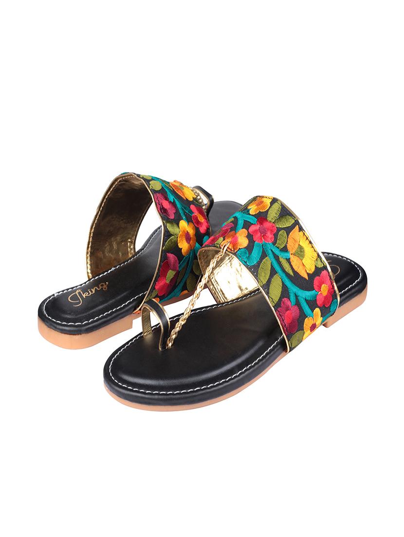 black leatherette ethnic kolhapuris - 17669089 - Zoom Image - 3