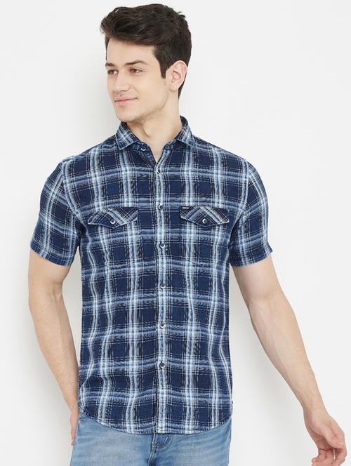 blue checkered casual shirt - 17669236 - Standard Image - 1