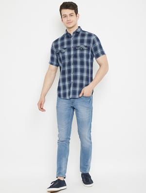 blue checkered casual shirt - 17669236 - Standard Image - 4