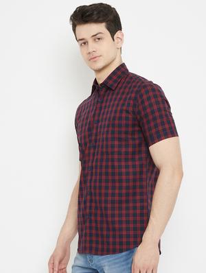 navy blue checkered casual shirt - 17669239 - Standard Image - 2