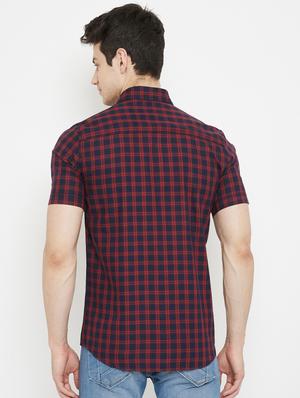 navy blue checkered casual shirt - 17669239 - Standard Image - 3