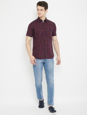 navy blue checkered casual shirt - 17669239 - Standard Image - 4