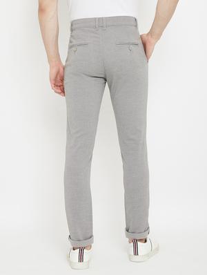 grey textured flat front casual trouser - 17669248 - Standard Image - 3